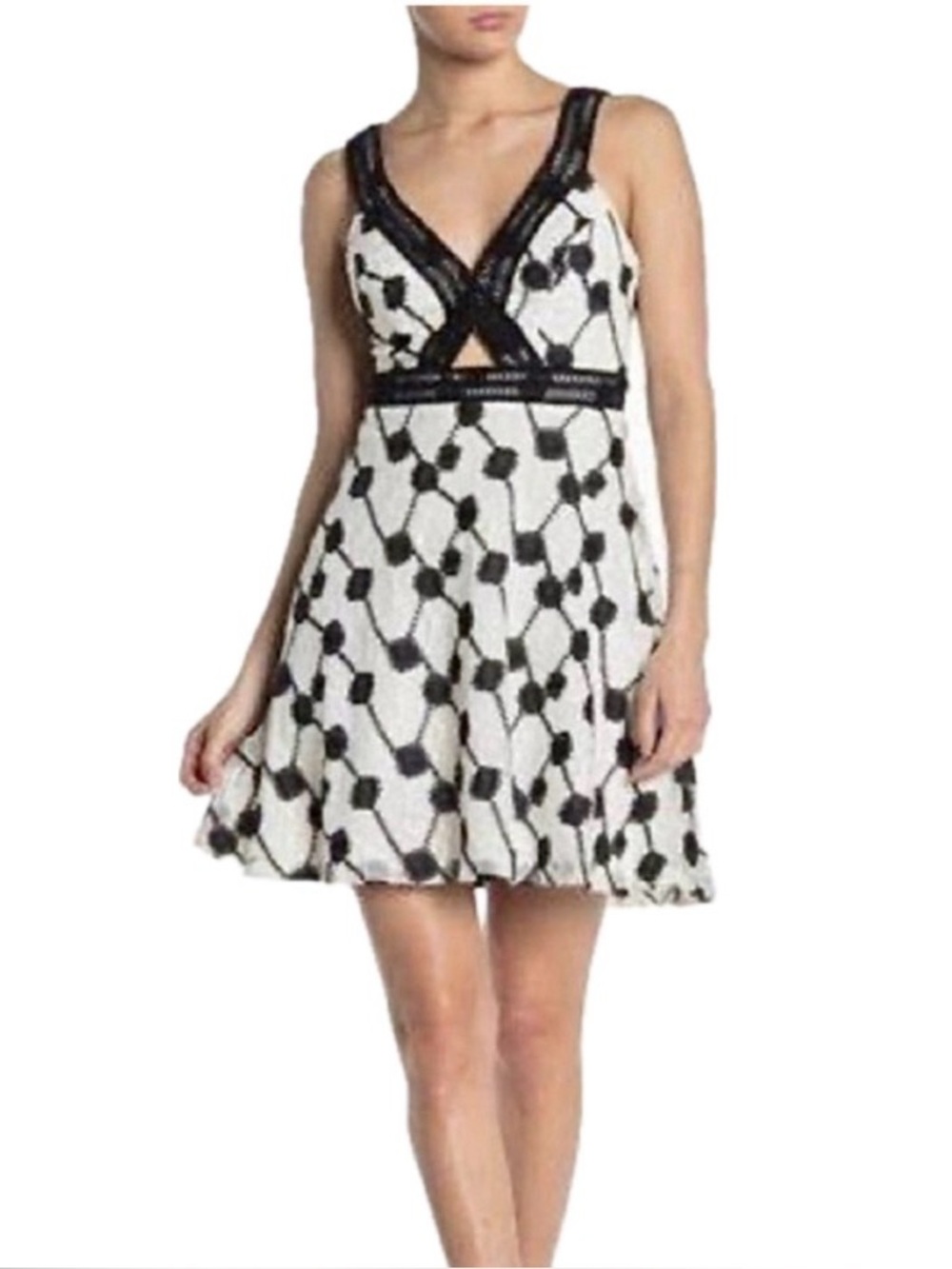 Guess Eyelet Peekaboo Dress B/W sz 14